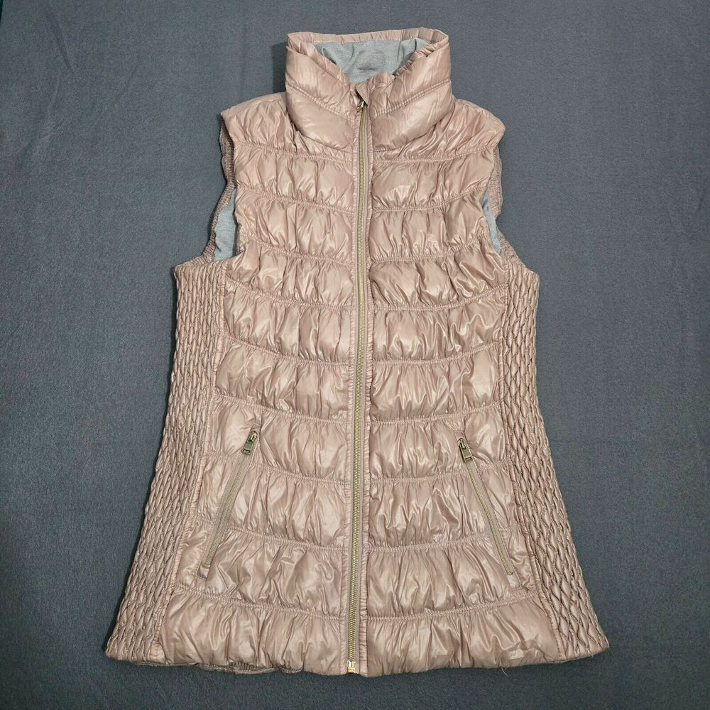 Calvin Klein Performance Puffer Vest Women M Pink Premium Duck Down Full Zip